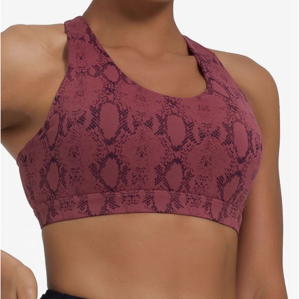 ⚜️ Python Red RUNNING GIRL Medium Support Sports Yoga Pilates bra Sz Med